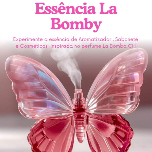 frasco de essência La Bomby utilizado na produção de cosméticos artesanais