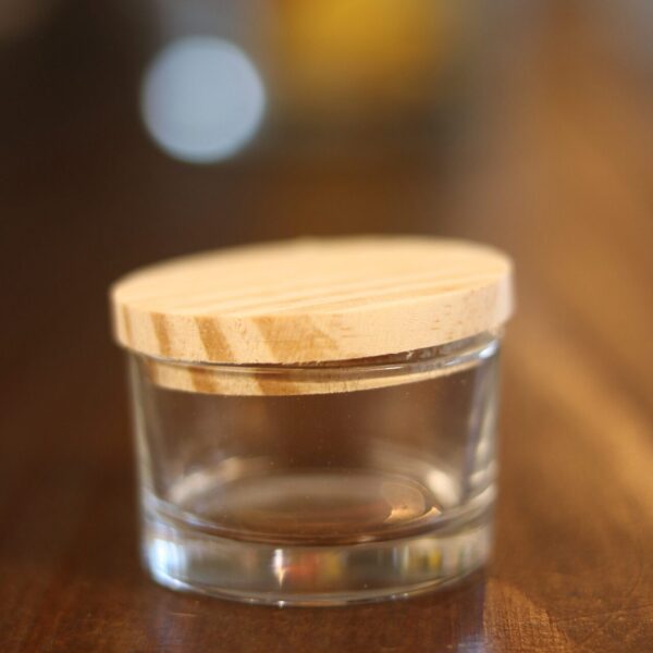 pote de vidro 30 ml Dappen com tampa de madeira para velas e cosméticos artesanais